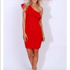 Red One Shoulder Dress